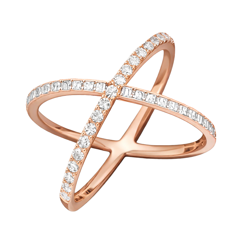 Rose Gold Diamond Cross Ring